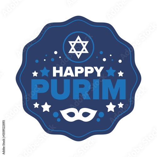 Purim. Happy Purim. Traditional Jewish religious holiday. Star of David, Carnival mask. Israel history. Сelebrated by a masquerade and festival. Poster art. Vector illustration