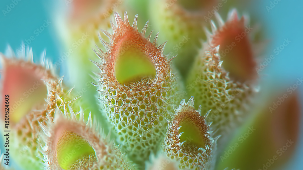 Close-up of vibrant succulent buds, showcasing intricate textures and colors Close-up of vibrant succulent buds, showcasing intricate textures and colors