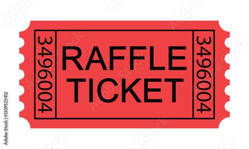 Red raffle ticket icon. Vector image isolated on white background.