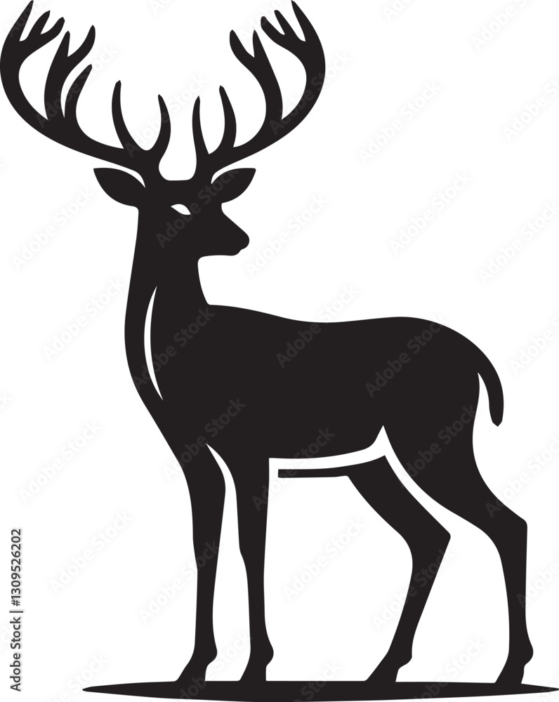 Fototapeta premium black deer silhouette vector, deer vector illustration, deer logo vector, deer vector icon, deer silhouette vector isolated on white background