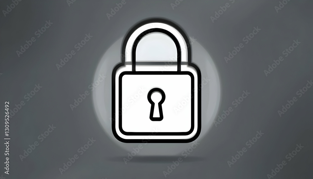 White Lock Icon Security Protection on Gray Gradient Background White Lock Icon Security Protection on Gray Gradient Background