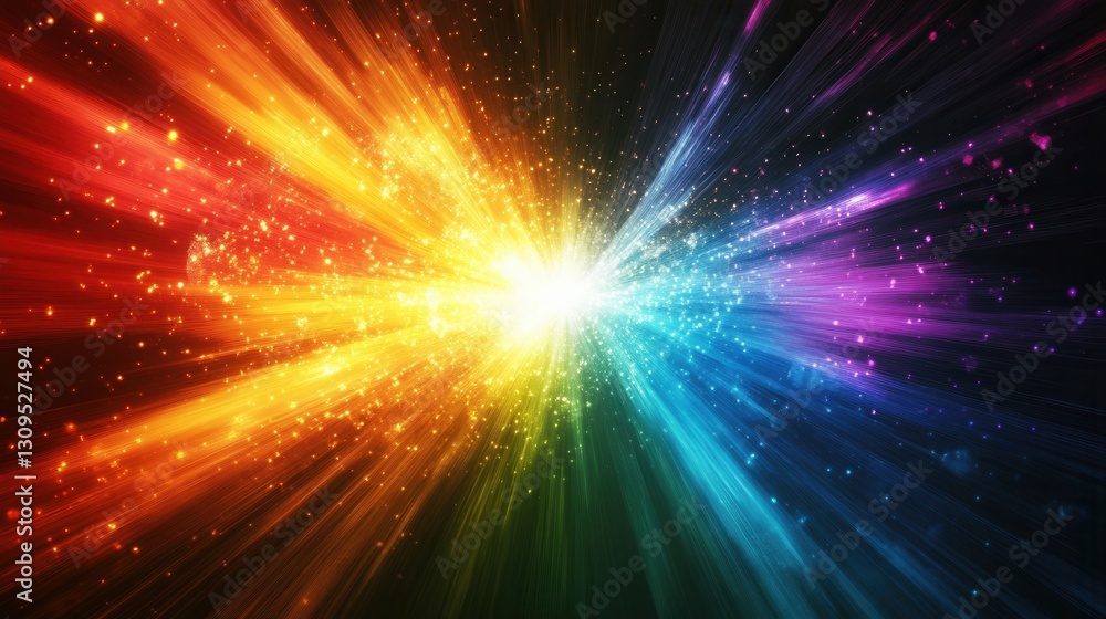 Naklejka premium Bright light breaks through darkness with vibrant colors creating an abstract, inspirational background for creative endeavors Generative AI