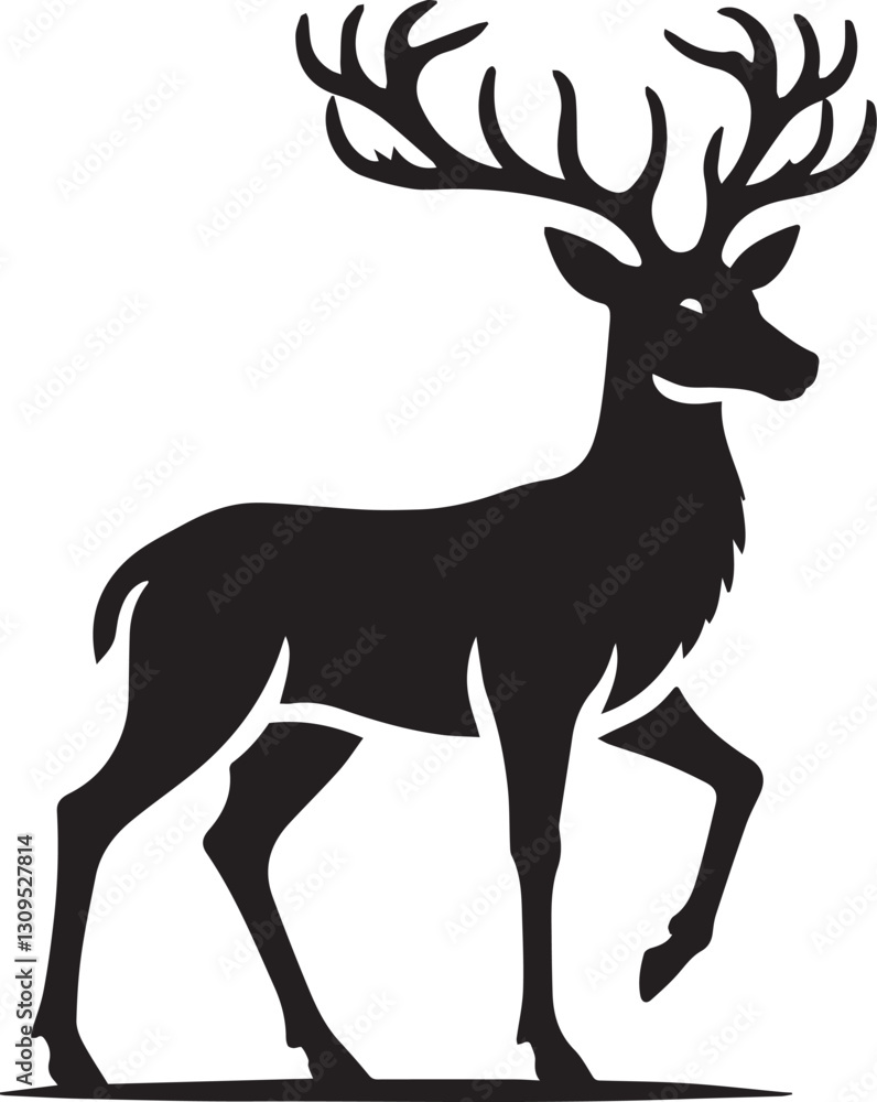 Obraz premium black deer silhouette vector, deer vector illustration, deer logo vector, deer vector icon, deer silhouette vector isolated on white background
