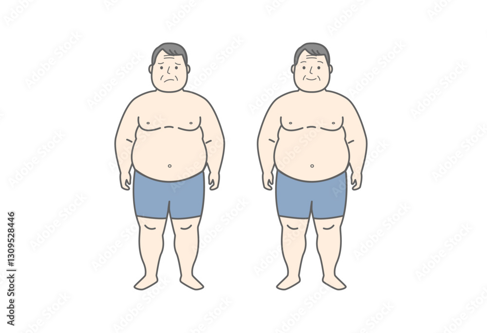 Fototapeta premium 中年男性, 体型, 健康管理, 生活習慣病, メタボリックシンドローム, ダイエット, 体重管理, ボディポジティブ, 自己受容, フィットネス, メンタルヘルス, 生活習慣, 健康診断, ウェルビーイング, セルフケア, 体脂肪, 運動不足, 体型維持, 健康意識, 体の変化, 高血圧, 糖尿病予防, 食生活, 健康リスク, メタボ対策, ストレス管理, 老化, 健康寿命, 自己改善, モチベー