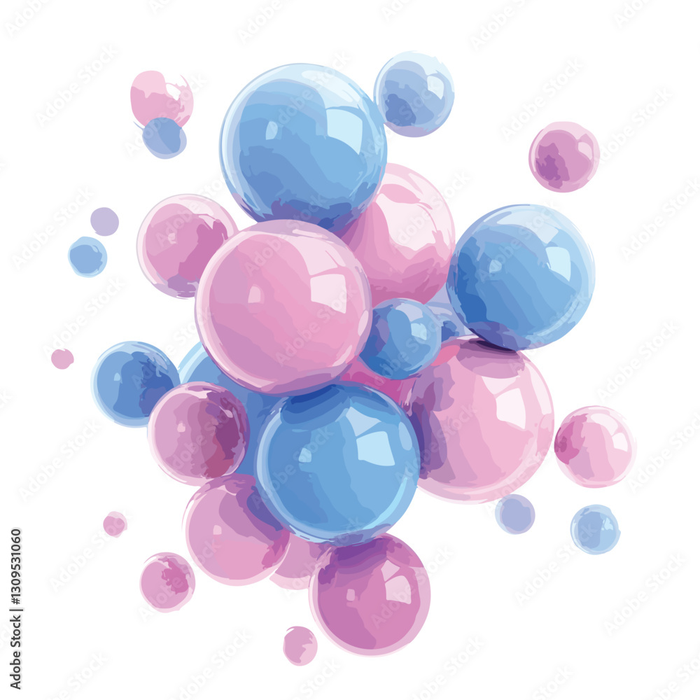 Vivid Pink and Blue Ink Bubbles 3D Render Abstract Isometric Vivid Pink and Blue Ink Bubbles 3D Render Abstract Isometric