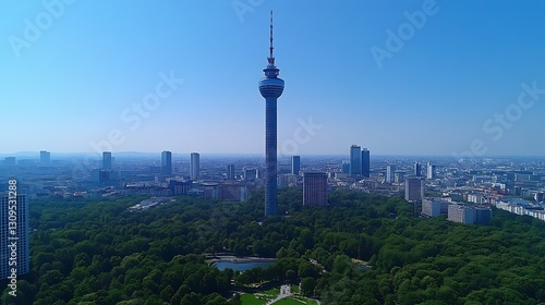 Wallpaper Mural Tower Rising Above Park, City in Background Torontodigital.ca
