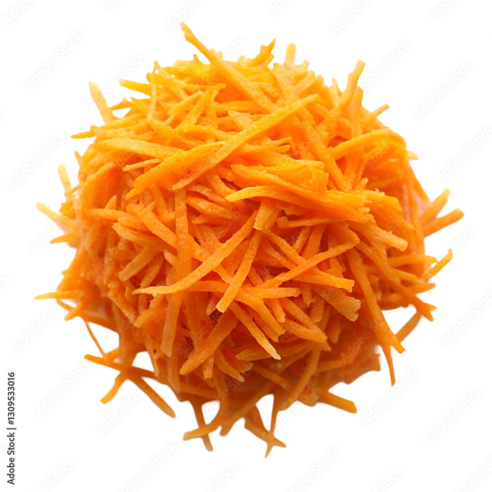 Fototapeta premium Pile of grated carrot isolated on transparent background