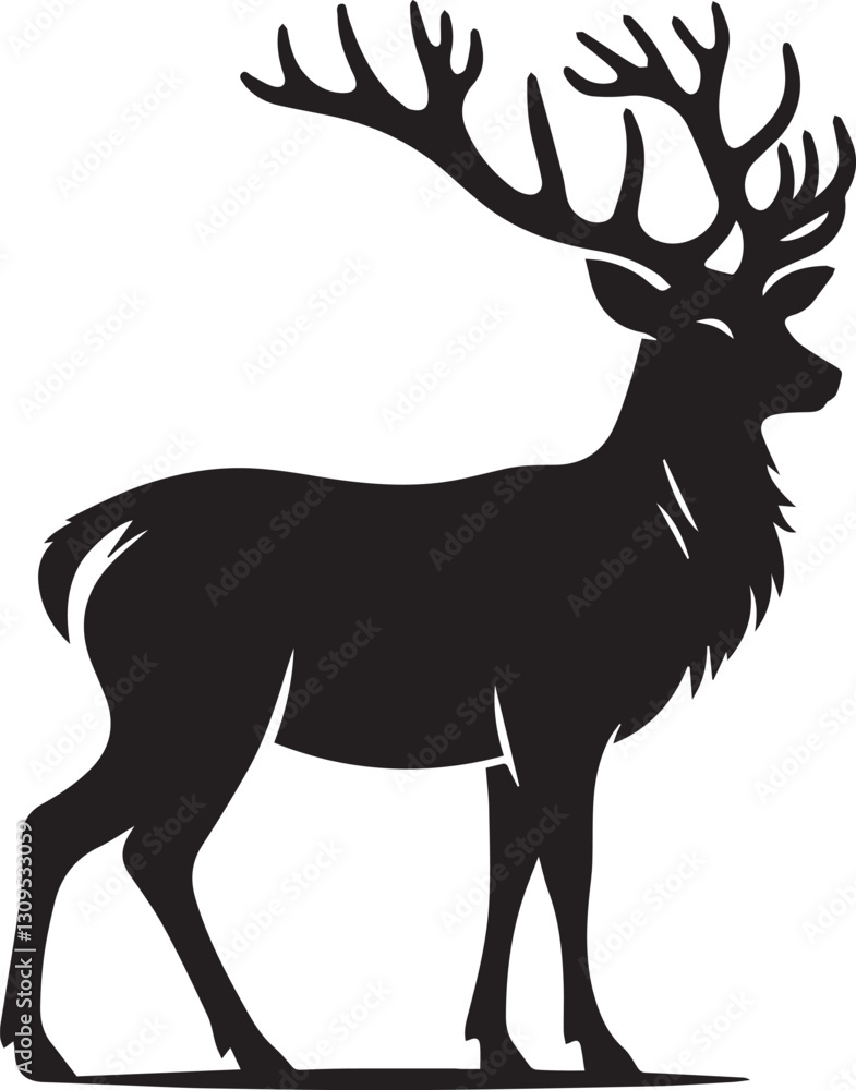 Obraz premium black deer silhouette vector, deer vector illustration, deer logo vector, deer vector icon, deer silhouette vector isolated on white background