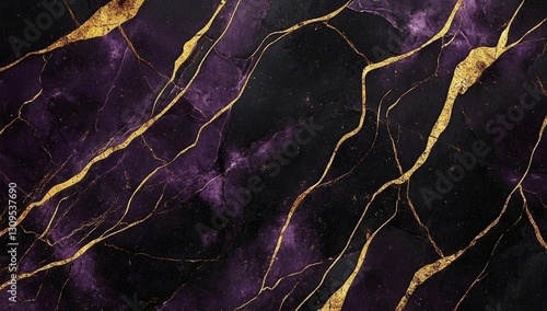 Luxurious dark purple and gold marble texture.  Elegant and sophisticated design background.