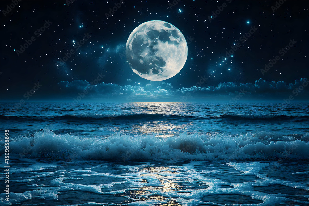 Moonlit Coastal Scene At Night Moonlit Coastal Scene At Night
