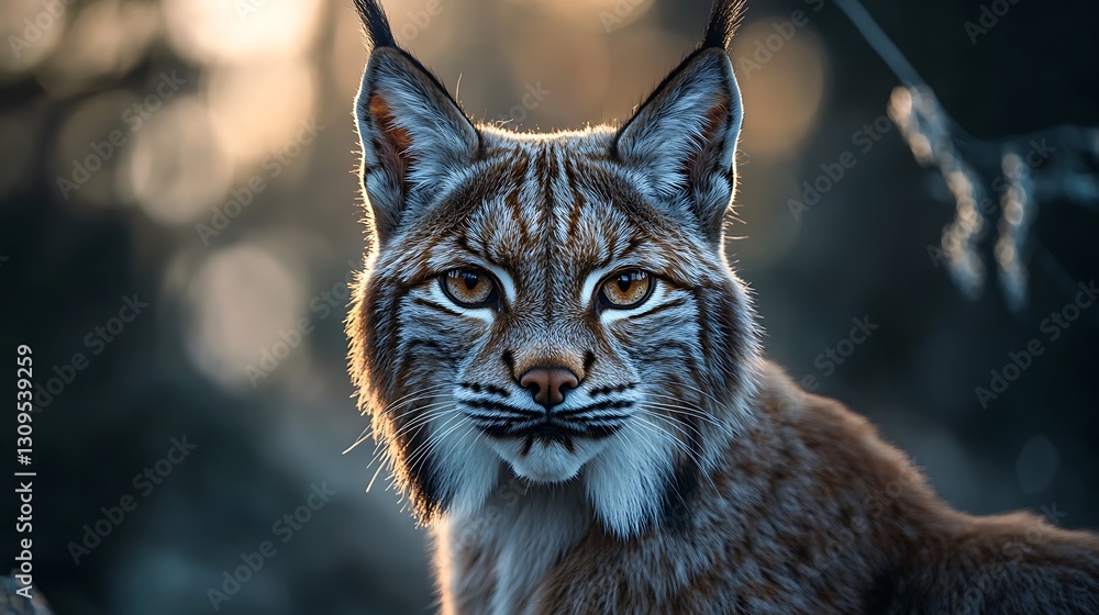 Lynx Portrait with Piercing Gaze During Golden Hour in Nature Lynx Portrait with Piercing Gaze During Golden Hour in Nature