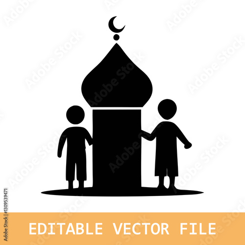 ector illustration of a Muslim Mosque Silhouette.
