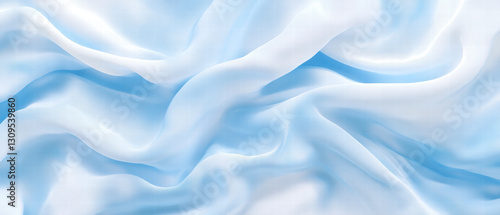 Soothing Blue and White Silk Fabric