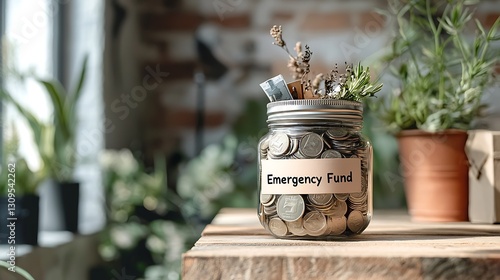 Saving money in a jar for emergencies