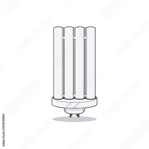 Compact fluorescent lamp (CFL) illustration, energy-saving light bulb, tube design, white color, eco-friendly, modern lighting, efficient illumination, isolated vector, home and office lighting.