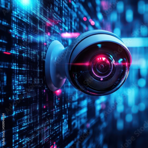 Quantumenhanced security camera detecting microscopic motion variations, futuristic surveillance