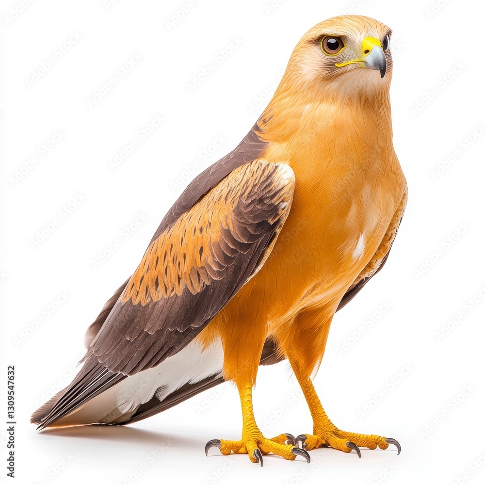 Golden Hawk Portrait Against White Background Golden Hawk Portrait Against White Background