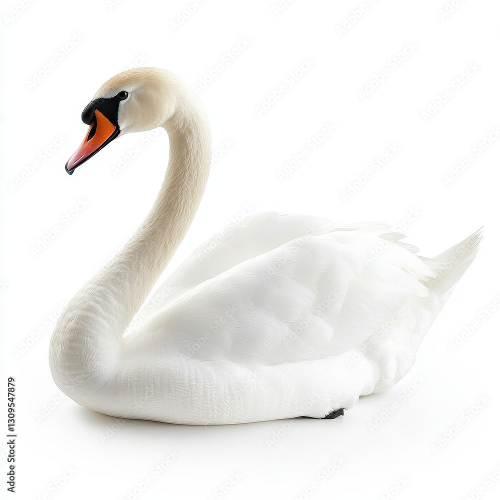 Graceful White Swan Isolated on White Background Studio Shot Graceful White Swan Isolated on White Background Studio Shot