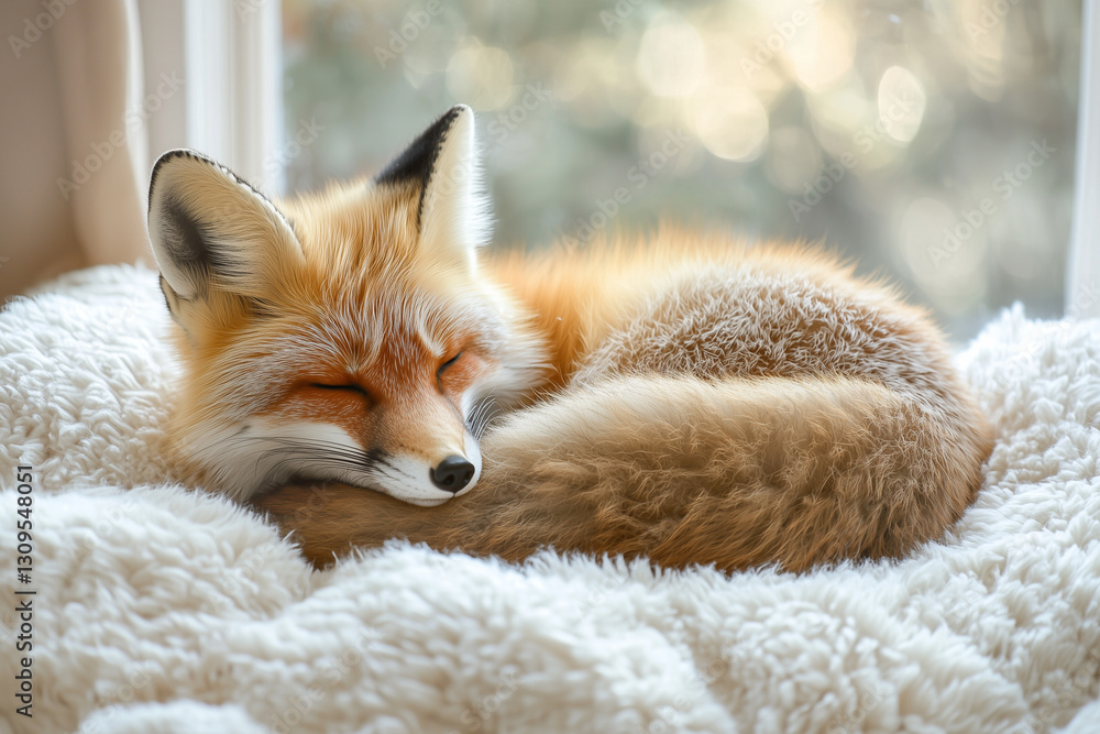 Fototapeta premium Serene Fox Sleeping Comfortably