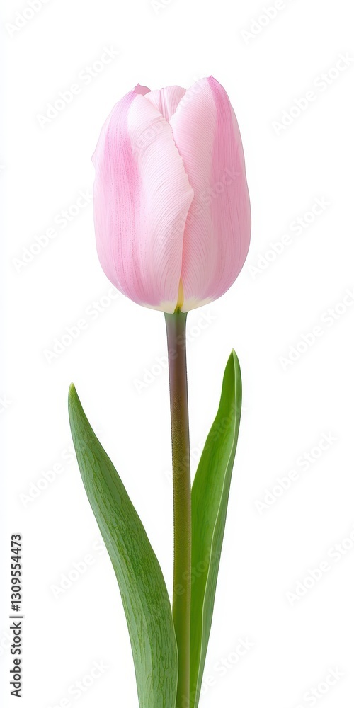 Light Pink Tulip with Speckled Petals on White Background Light Pink Tulip with Speckled Petals on White Background