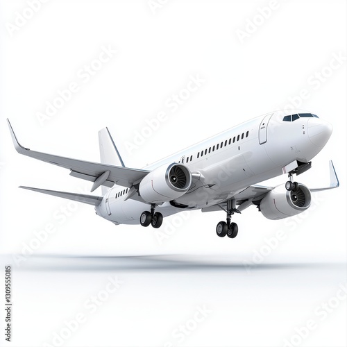 Airplane flying gracefully through a clear blue sky with fluffy white clouds in the background