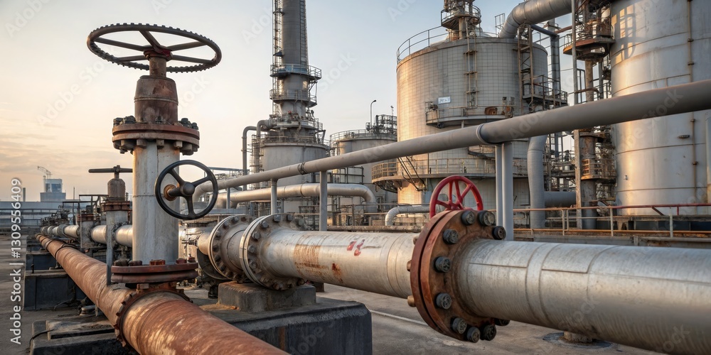 Industrial Pipeline Valves and Tanks at Chemical Plant ,oil, refinery Industrial Pipeline Valves and Tanks at Chemical Plant ,oil, refinery