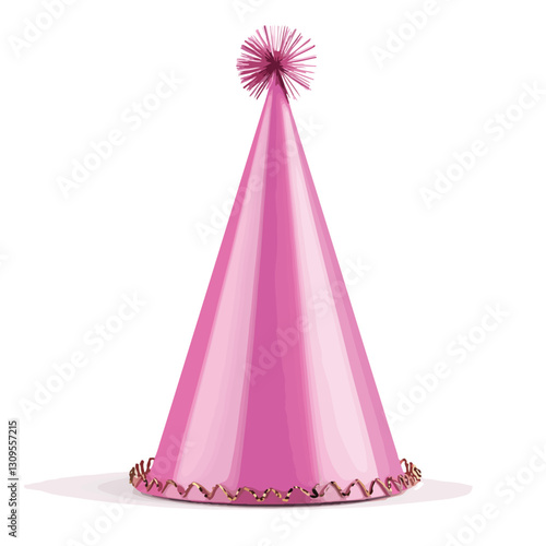 Pink Party Hat 3D Render Isolated Cutout Icon