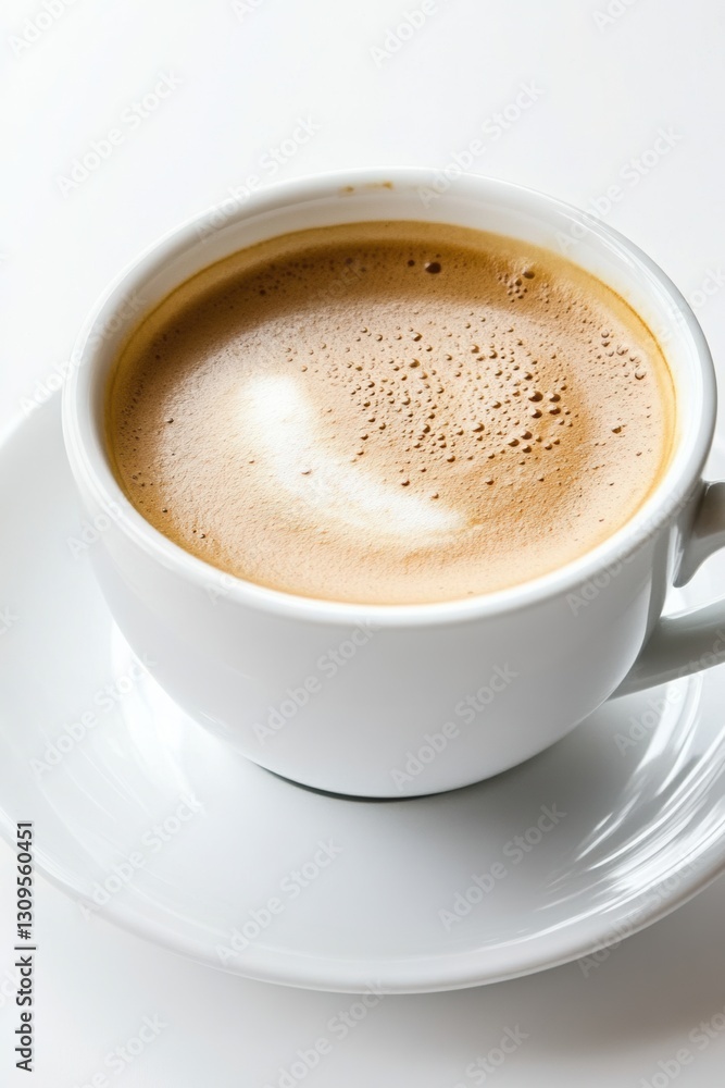 A cup of coffee on a white background with minimal details. A cup of coffee on a white background with minimal details.