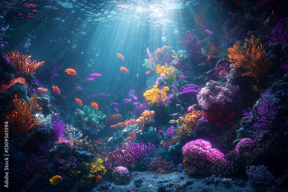 Fototapeta premium Vibrant Coral Reef Underwater Scene