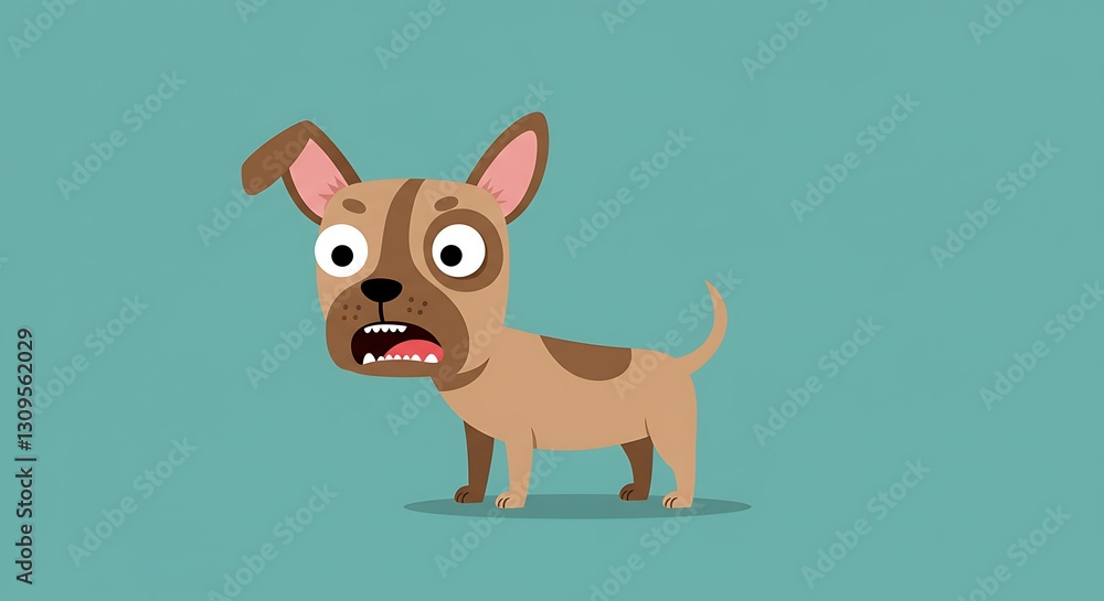 Obraz premium Cartoon Dog Character Standing Anxious Against Aqua Background Illustration