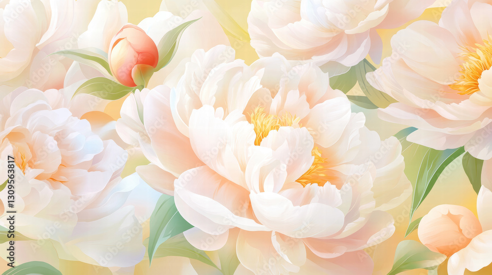 Fototapeta premium Elegant Peony Flowers in Soft Pastel Colors