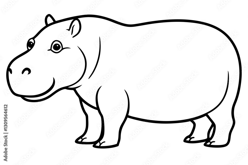 Elegant Hippo Outline Elegant Hippo Outline