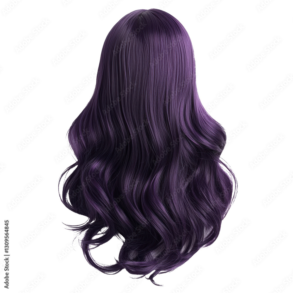 Naklejka premium Long purple wig with soft waves on display