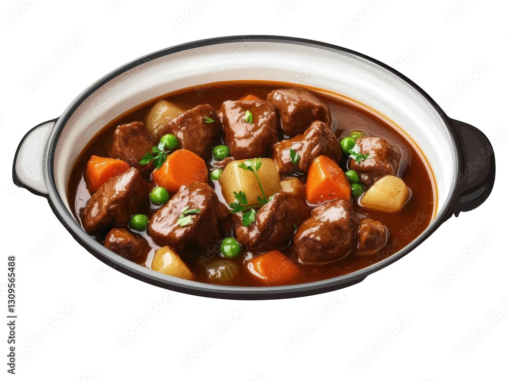 Beef And Guinness Stew isolated on transparent png background. Beef And Guinness Stew isolated on transparent png background.
