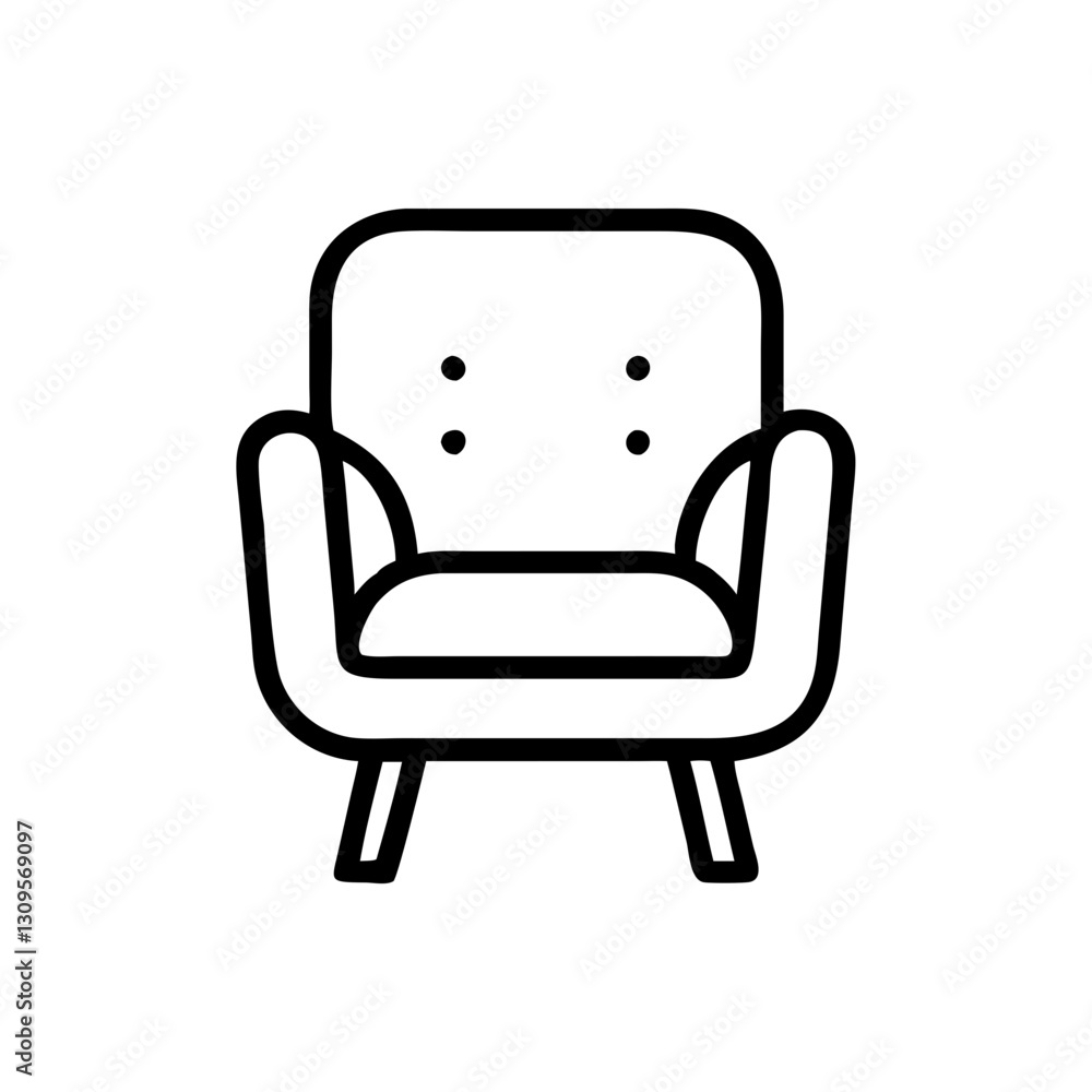 Minimalist armchair icon, modern furniture design Minimalist armchair icon, modern furniture design