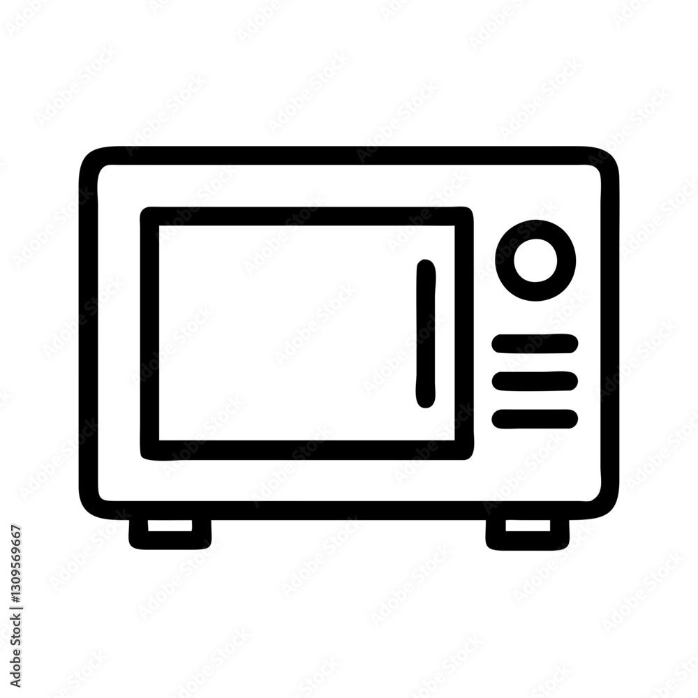 Microwave oven icon, yellow and red, kitchen appliance concept Microwave oven icon, yellow and red, kitchen appliance concept