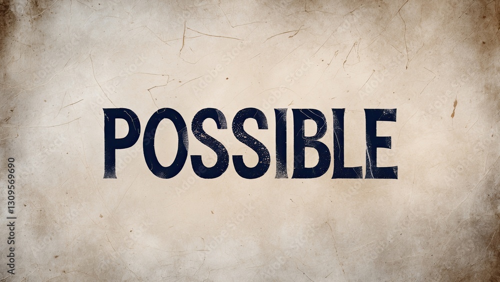 Obraz premium An aged textured background featuring the word 'Possible' in bold letters, conveying determination and hope