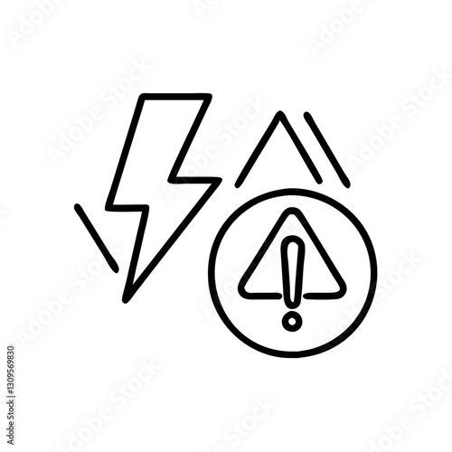 Power outage icon, black and white, electricity failure