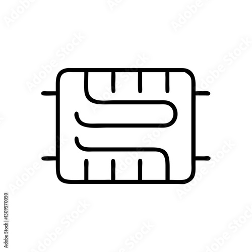 Underfloor heating system icon, black and white, home warmth and comfort
