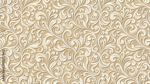 Sophisticated cream-colored seamless pattern with intricate swirls and organic shapes , art, ,  art,, room decor