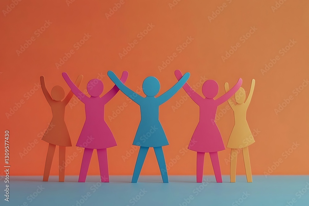 Cheerful Paper People Celebrating Success and Unity Cheerful Paper People Celebrating Success and Unity