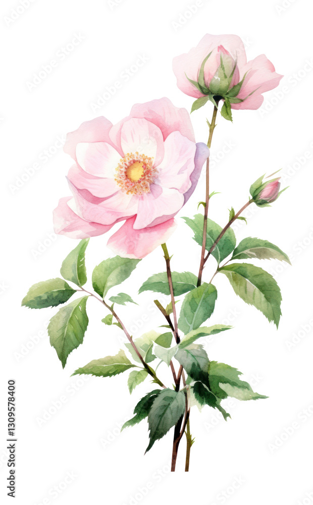 Fototapeta premium PNG Wild Rose petals watercolor delicate.