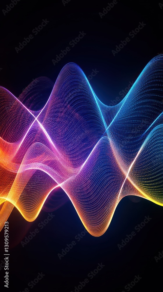 Fototapeta premium Abstract neonlit wave patterns representing quantum communication signals