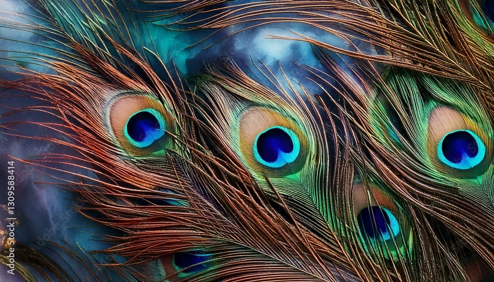Naklejka premium Peacock Feather Marble marble background mimicking peacock feathers