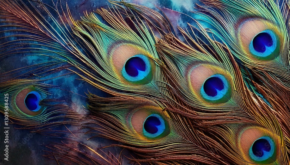 Obraz premium Peacock Feather Marble marble background mimicking peacock feathers