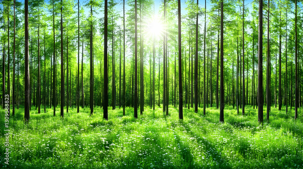 Obraz premium Lush Green Forest Background Image