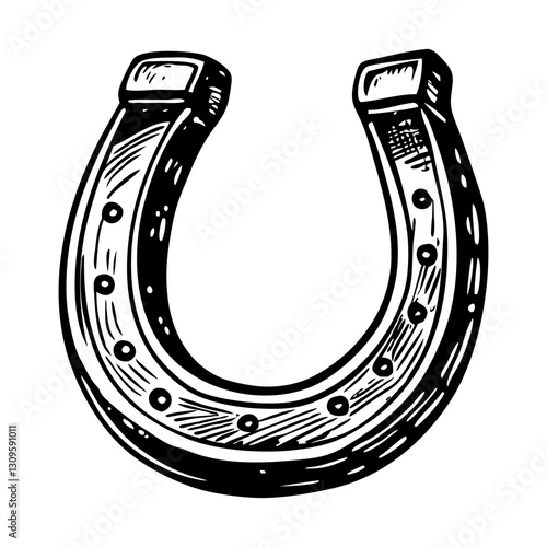 Vintage illustration of a horseshoe symbolizing luck and fortune