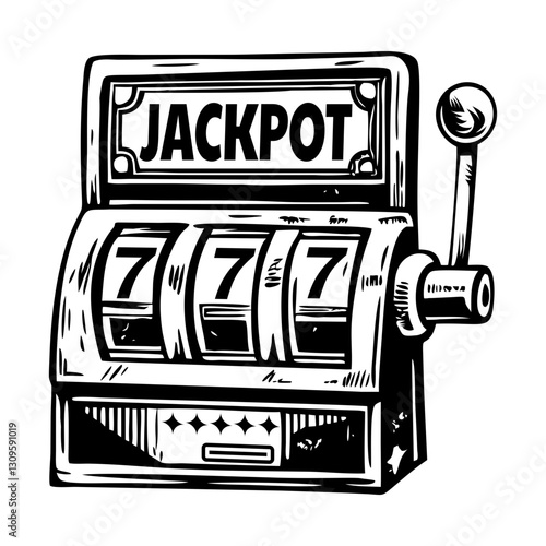 Jackpot game machine, vintage style vector illustration