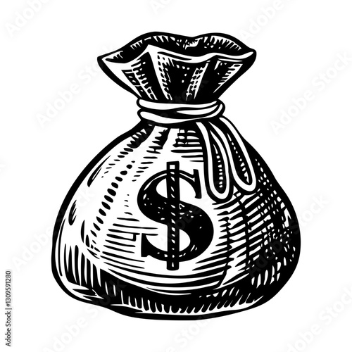 Money bag with a dollar sign, vintage style illustration
