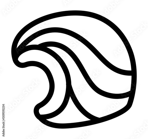 icon of boiled fish meat, featuring curved lines representing the texture and layers of the cooked fish.